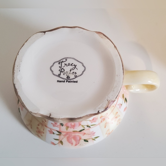 Tracy Porter Tea For One Teapot Cup Pot Mint Peach Rose Flower Design - Picture 7 of 8